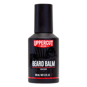 Front image: Uppercut Deluxe Beard Balm 100ml container light hold styling balm packaging