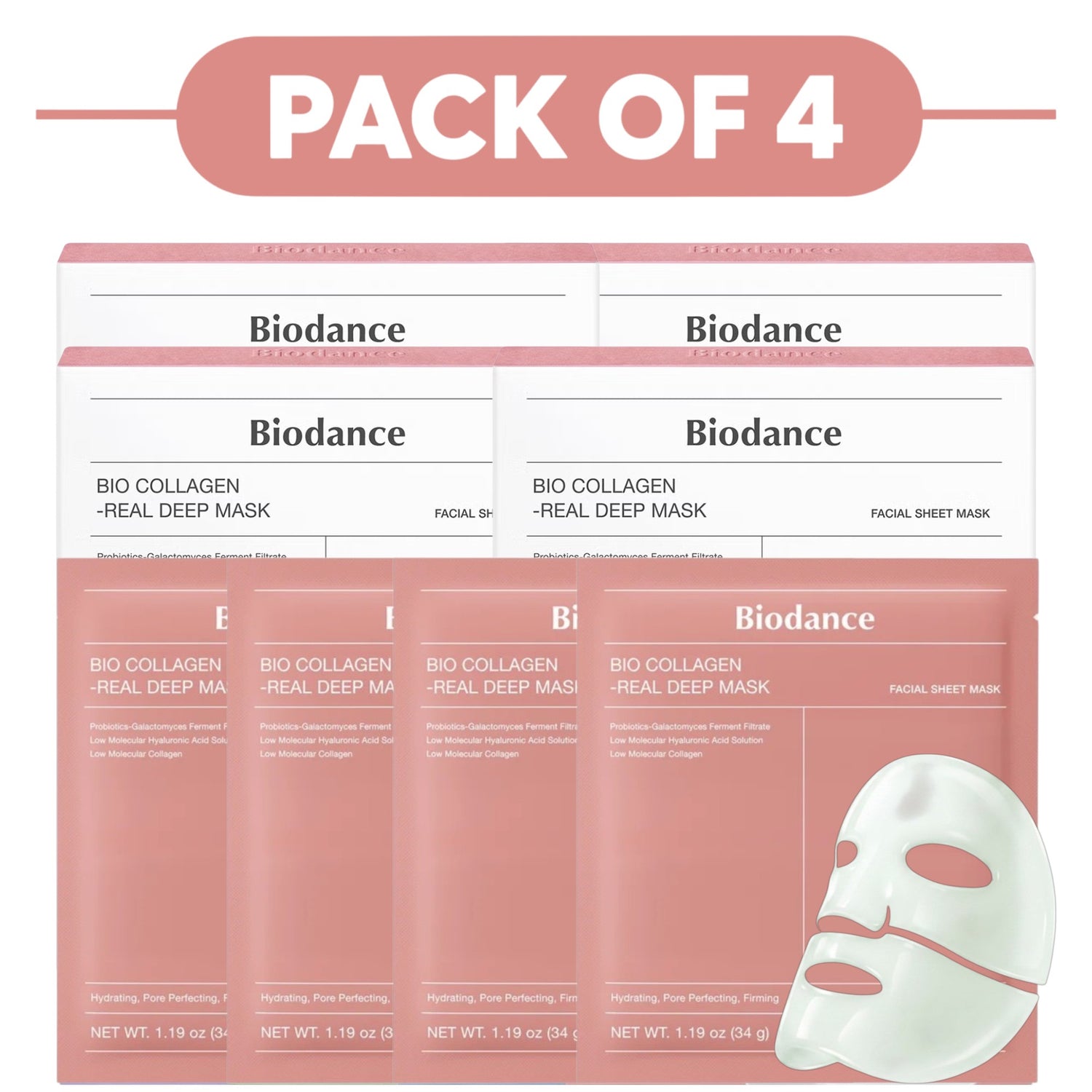 Biodance Bio Collagen Real Deep Hydrogel Face Mask 4 Sheets Pack of 4