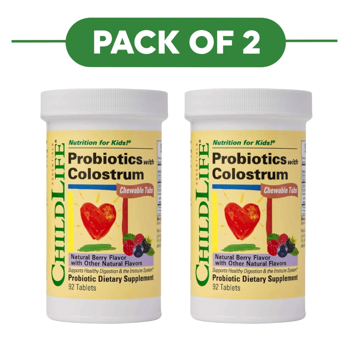 ChildLife Essentials ChildBiotics Chewable Probiotics 92 Tablets Pack of 2