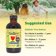 ChildLife Essentials First Defense usage instructions kids liquid 118ml