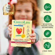 ChildLife Essentials Omega-3 DHA + Choline SoftChew Gummies kids chewable supplement passion fruit 27 tablets