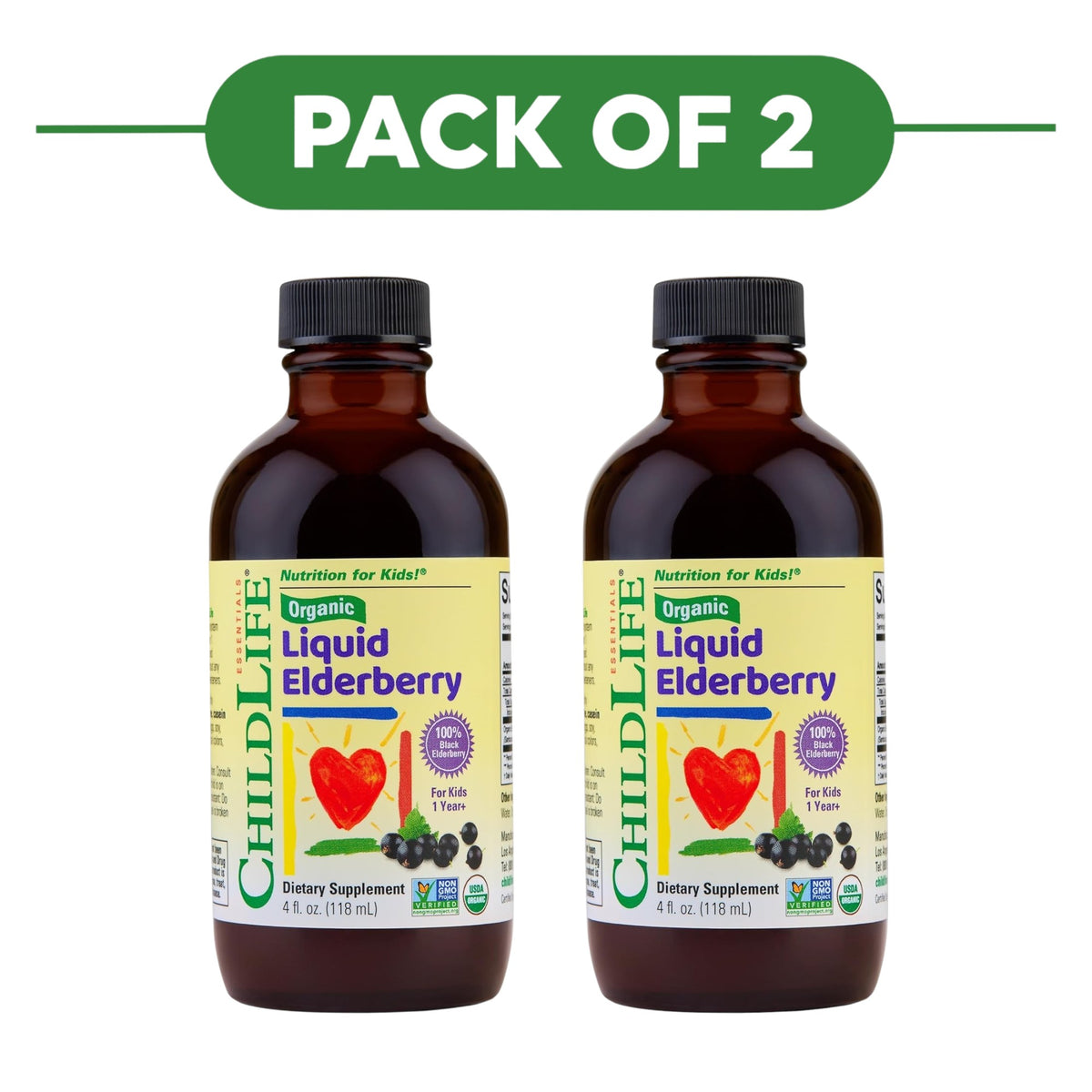 ChildLife Essentials Organic Liquid Elderberry 118ml Pack of 2