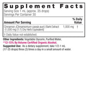 Nature’s Answer Cinnamon bark liquid extract supplement facts 30ml bottle