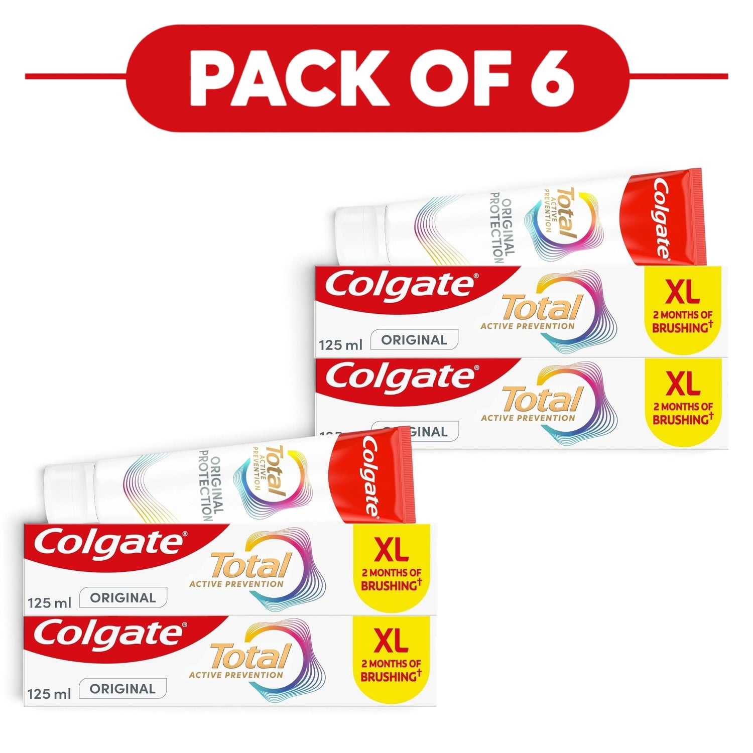 Colgate Total Active Prevention Original Toothpaste 125ml Pack of 6