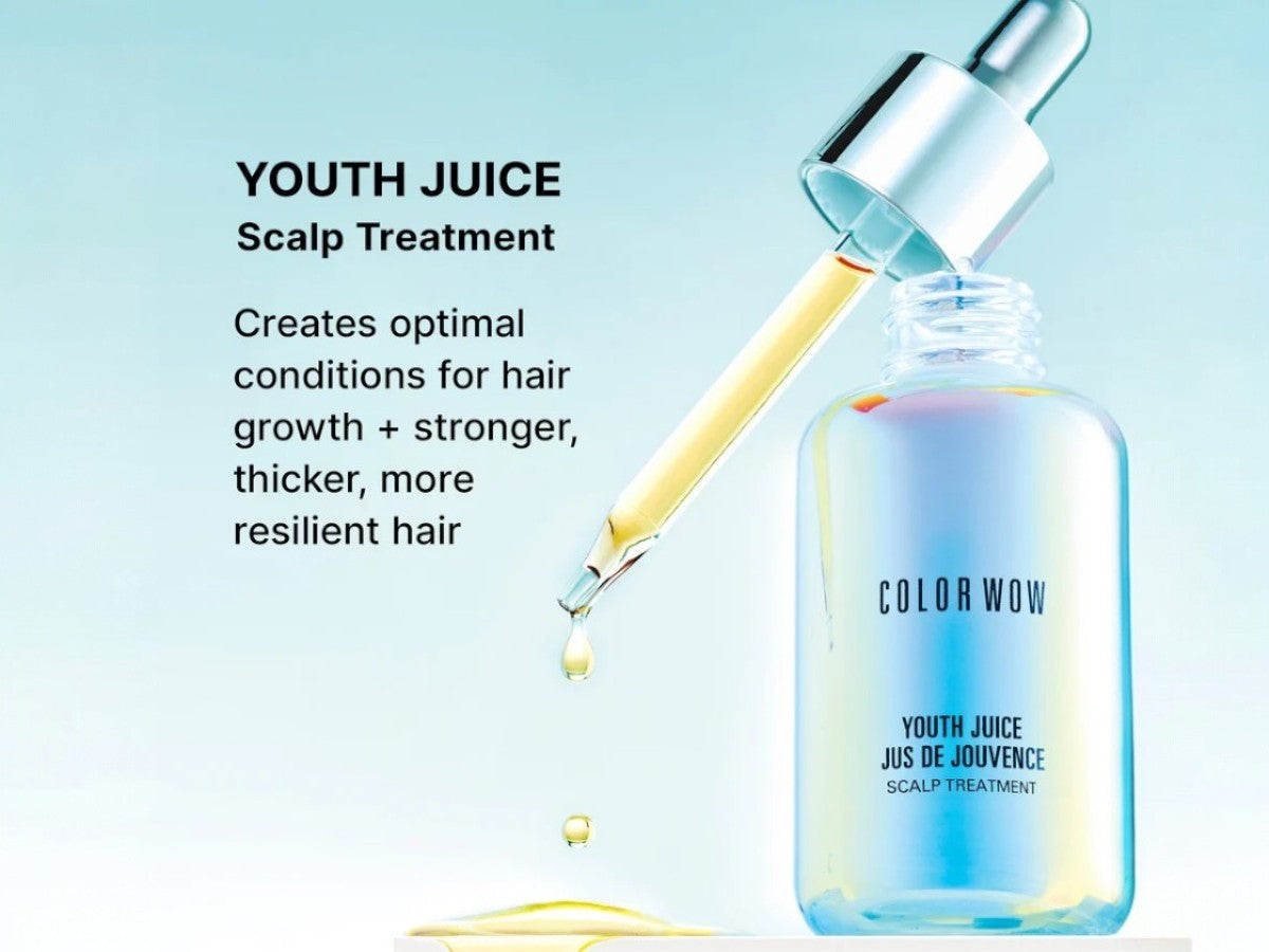 Color Wow Youth Juice Scalp & Hair Treatment Serum bottle with dropper, 50ml