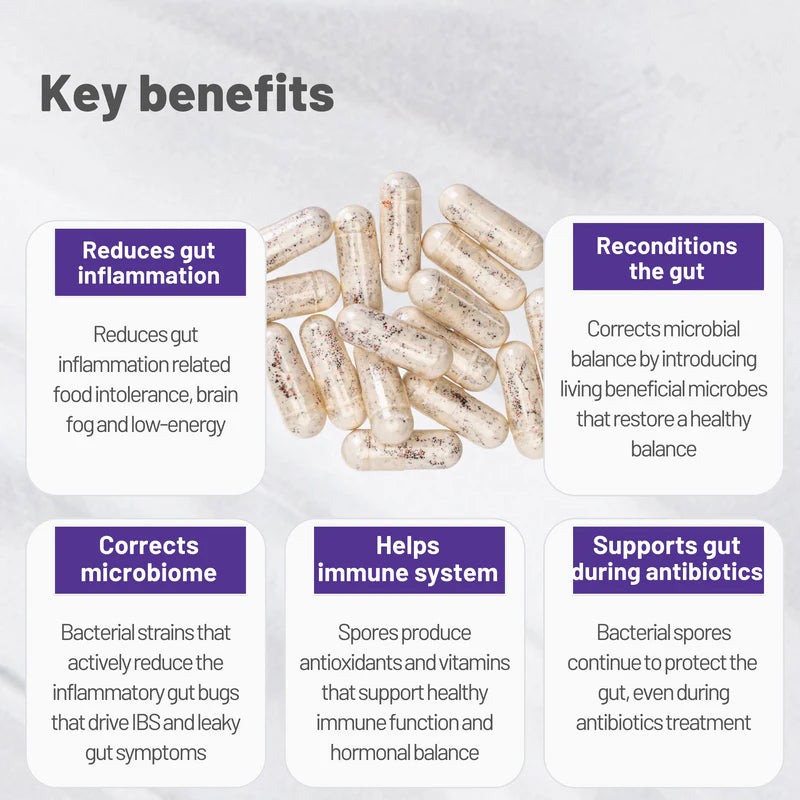 Cura Sporebiotics™ – Vegan Bacillus Spore Probiotic with Antioxidants, 30 Capsules