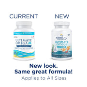 Nordic Naturals Ultimate Omega-3 Junior Strawberry Softgels bottle for kids, 90 count. Old & new packaging.