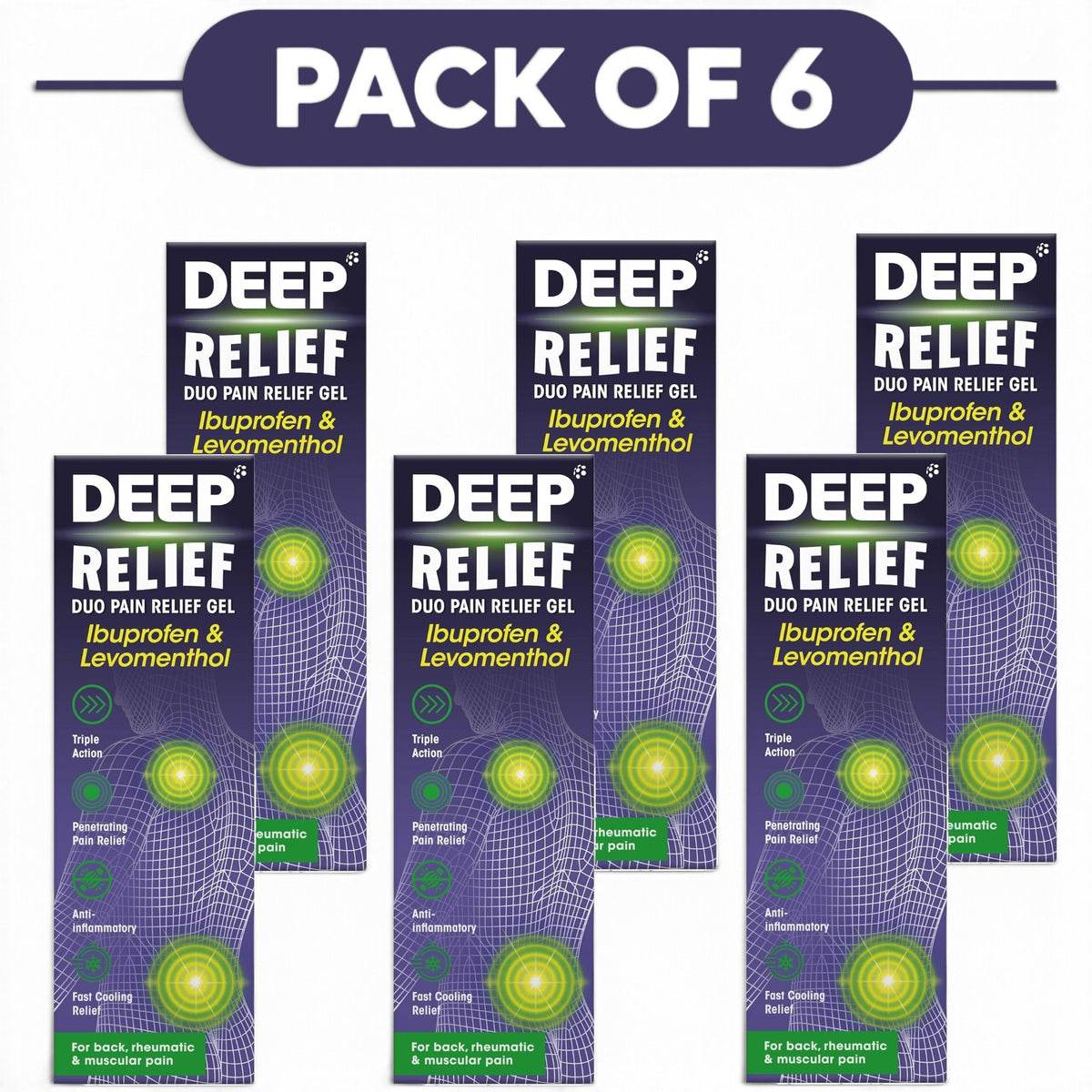 Deep Relief Duo Pain Relief Gel 30g Pack of 6