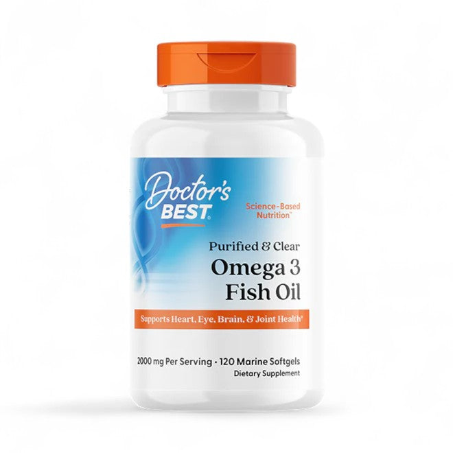 Doctor's Best Purified & Clear Omega 3 Fish Oil, 2000 mg Per Serving, 120 Marine Softgels