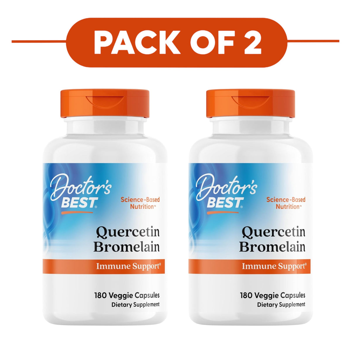 Doctor's Best Quercetin Bromelain 180 Veggie Capsules Pack of 2