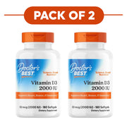 Doctor's Best Vitamin D3 2000 IU 50mcg 180 Softgels Pack of 2