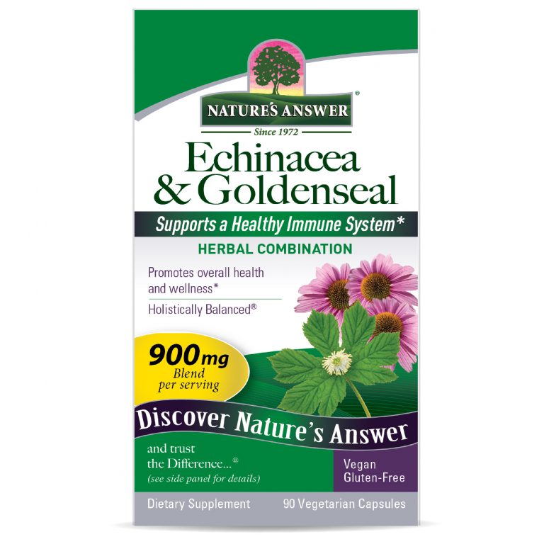 Nature’s Answer Echinacea and Goldenseal vegetarian capsules 90 count box front view
