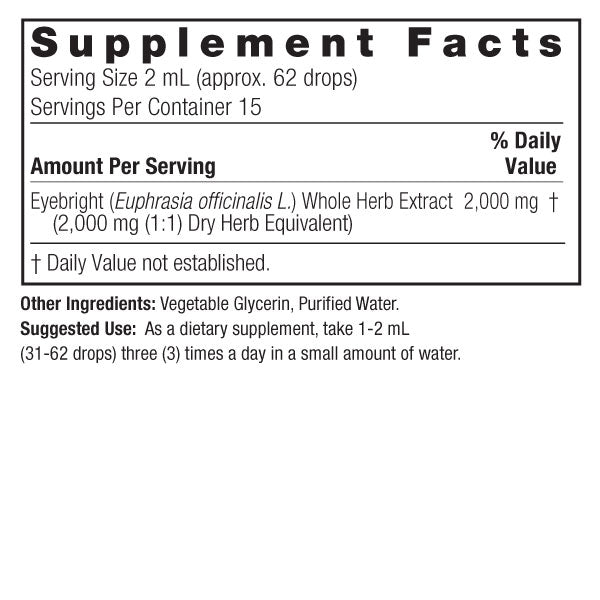 Nature’s Answer Eyebright supplement facts liquid extract 30ml bottle