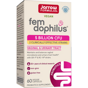Front Image: Jarrow Formulas Fem-Dophilus 5 billion CFU veggie capsules 60 count front packaging box
