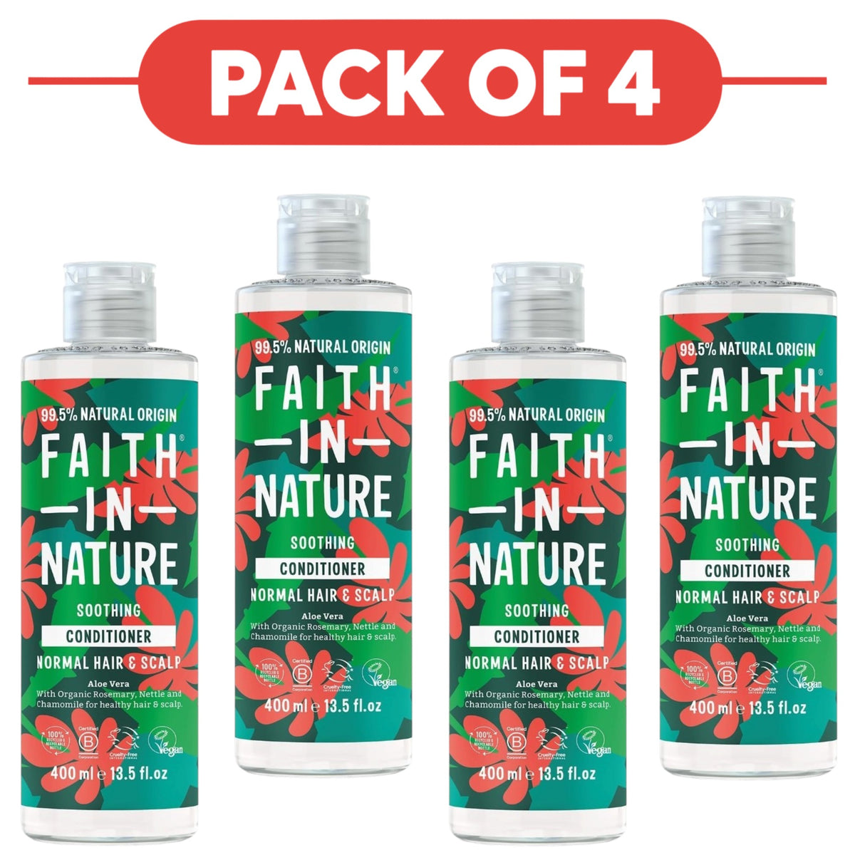 Faith In Nature Aloe Vera Soothing Conditioner 400ml Pack of 4