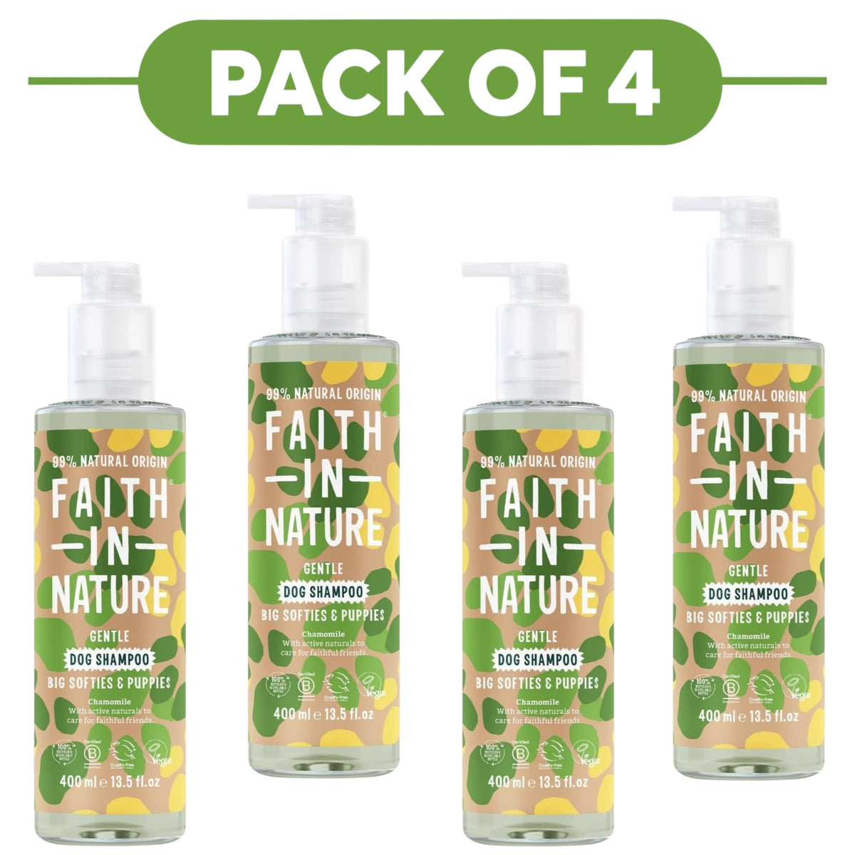 Faith In Nature Gentle Dog & Puppies Chamomile Shampoo 400ml Pack of 4