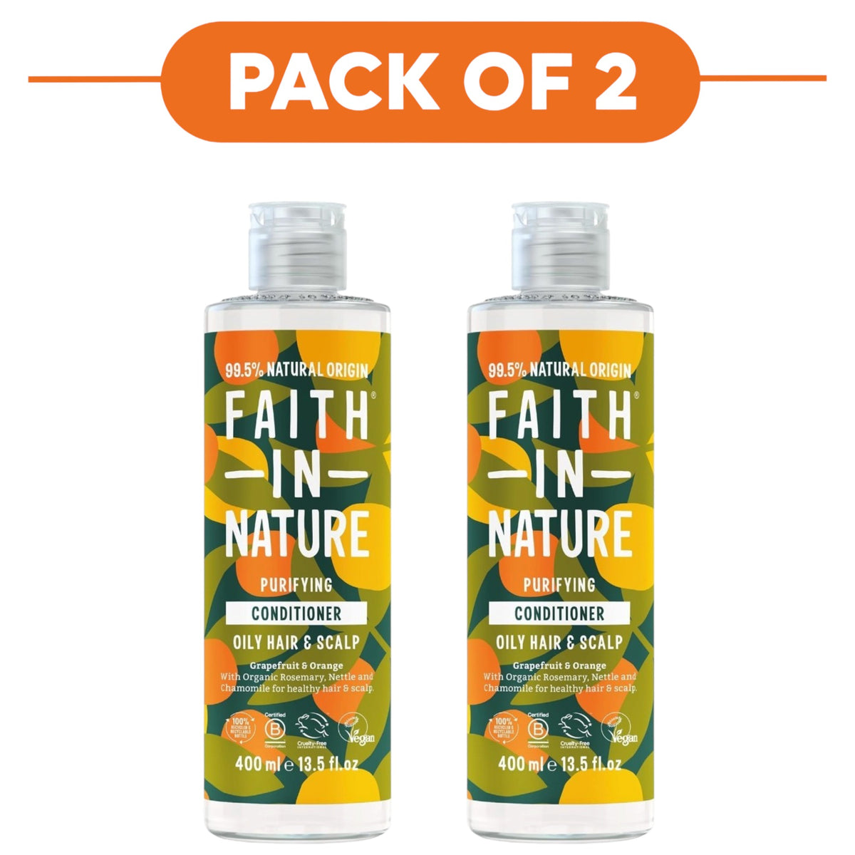 Faith In Nature Grapefruit & Orange Purifying Conditioner 400ml Pack of 2