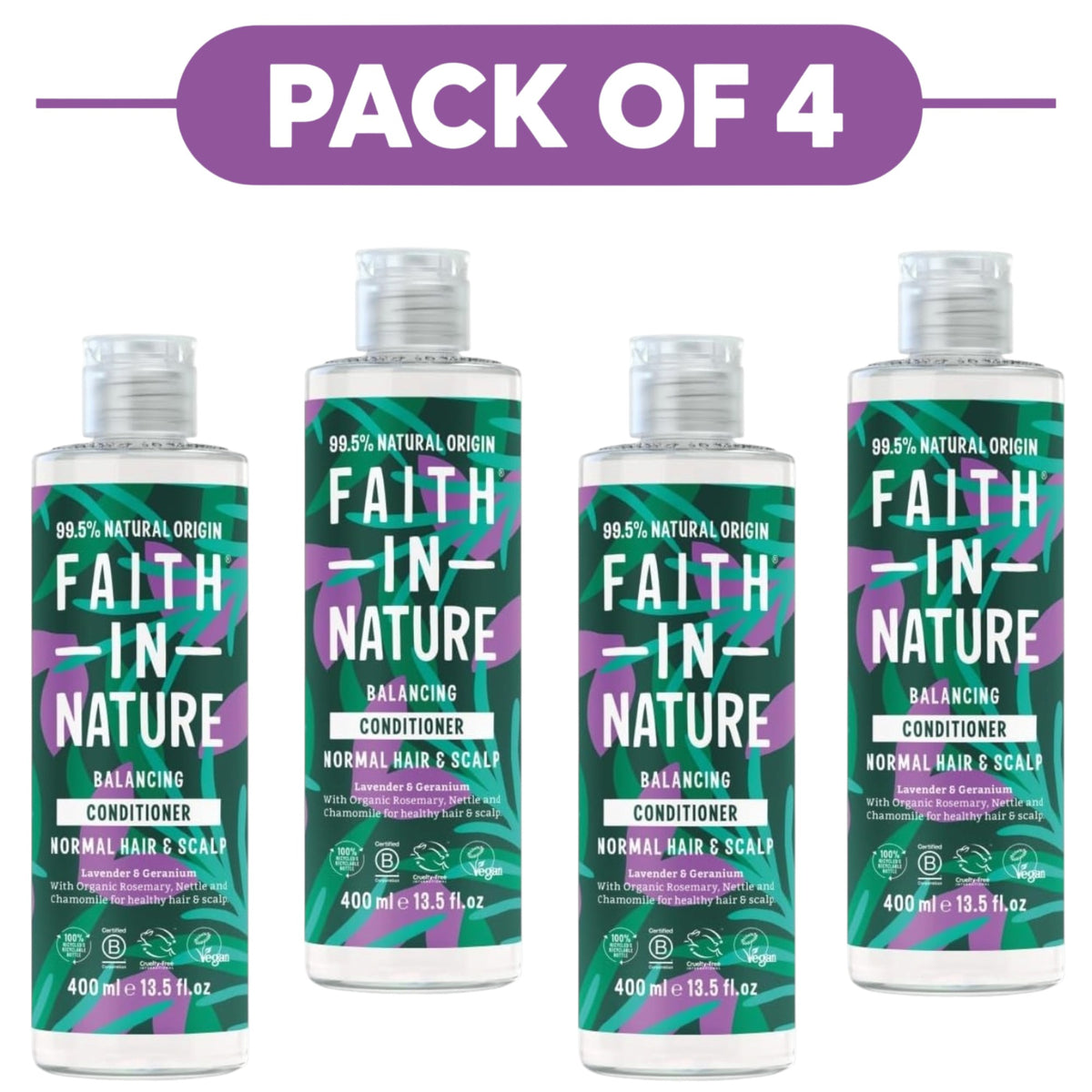 Faith In Nature Lavender & Geranium Balancing Conditioner 400ml Pack of 4