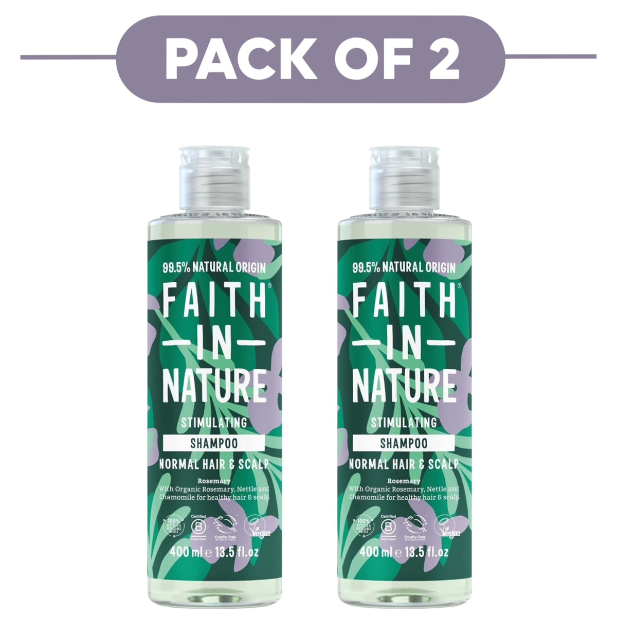 Faith In Nature Rosemary Stimulating Shampoo 400ml Pack of 2
