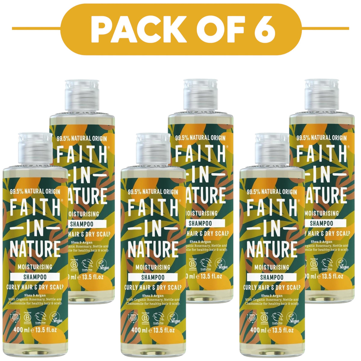 Faith In Nature Shea & Argan Moisturising Shampoo 400ml Pack of 6