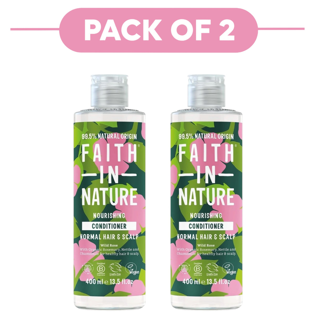 Faith In Nature Wild Rose Nourishing Conditioner 400ml Pack of 2