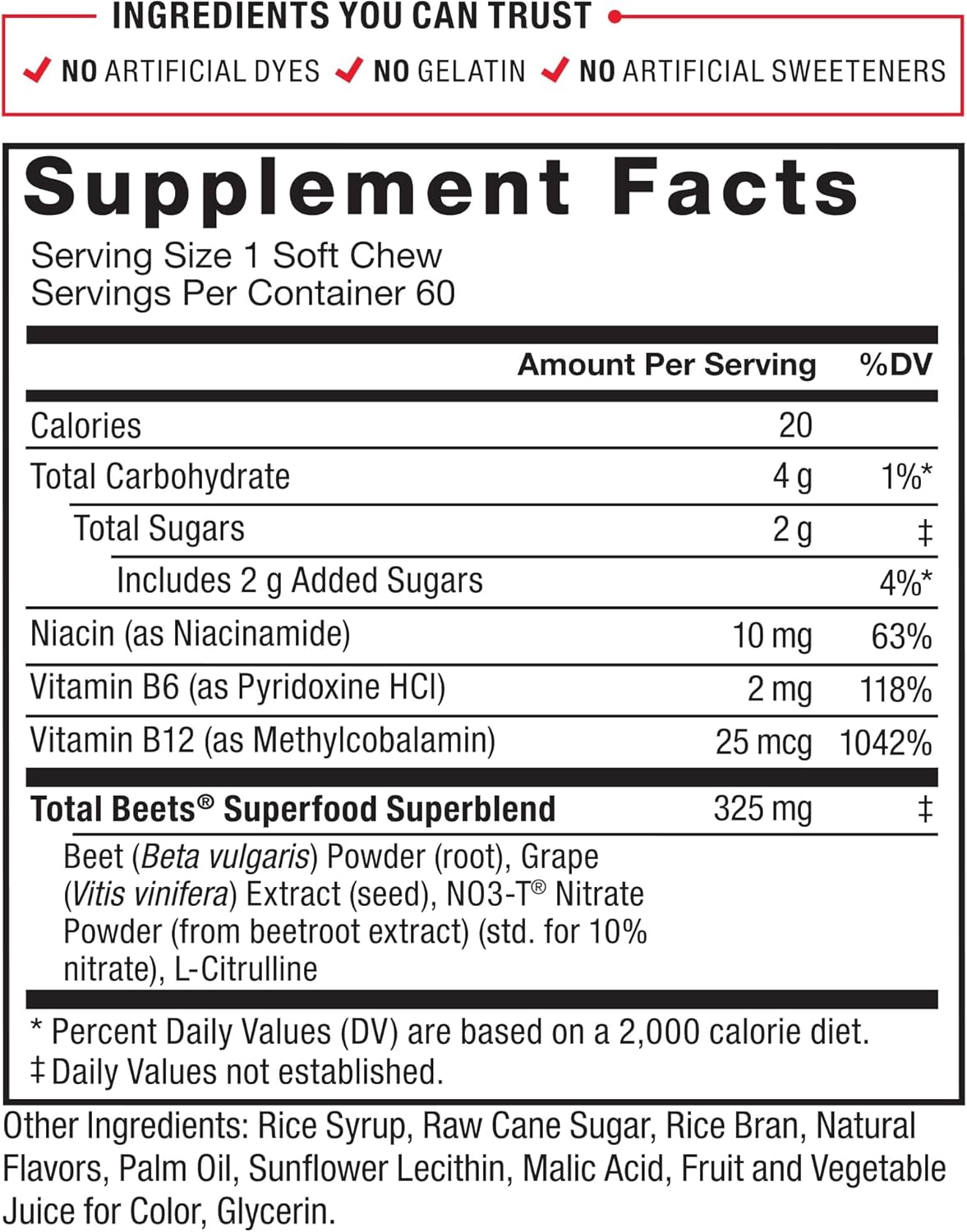 Force Factor Total Beets Soft Chews – 60 Count
