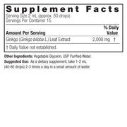 Nature's Answer Alcohol-Free Ginkgo Leaf Extract 30ml supplement facts and directions