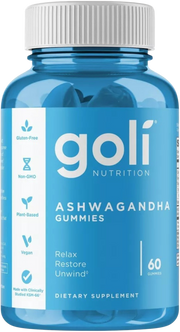 Front Image: Goli Nutrition Ashwagandha Gummies mixed berry bottle 60 count