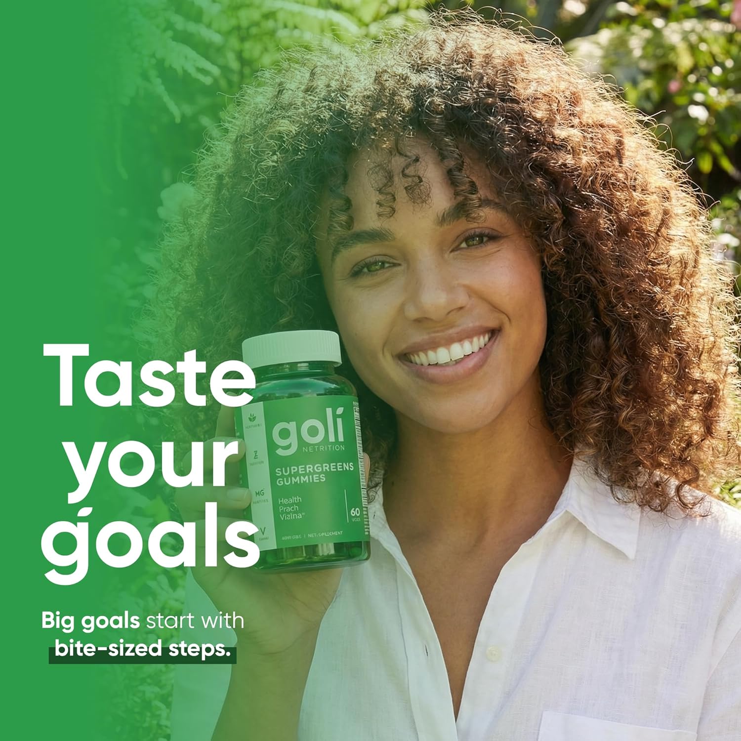Lifestyle/Use Image: Goli Supergreens Gummies plant based supplement lifestyle image