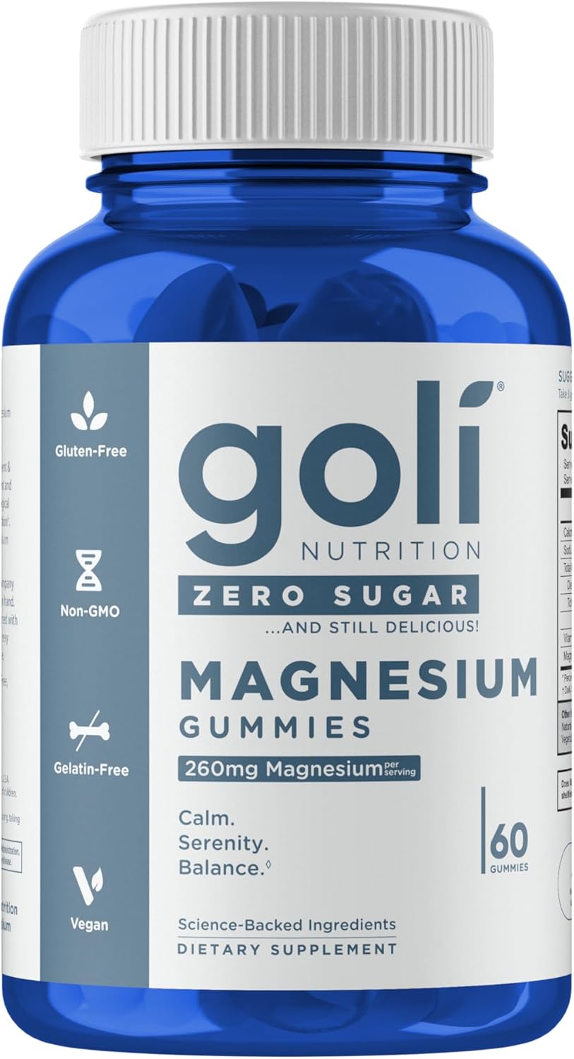 Goli Nutrition Zero Sugar Magnesium Gummies mixed berry bottle 60 count