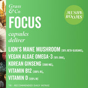 Grass & Co Focus Lion's Mane Mushrooms 60 Capsules