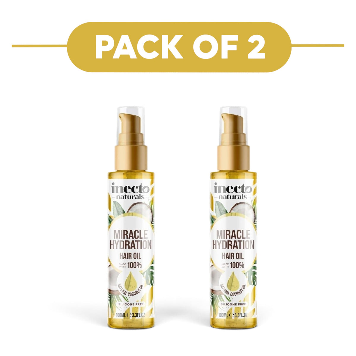 Inecto Naturals Miracle Hydration Hair Oil Coconut 100ml Pack of 2