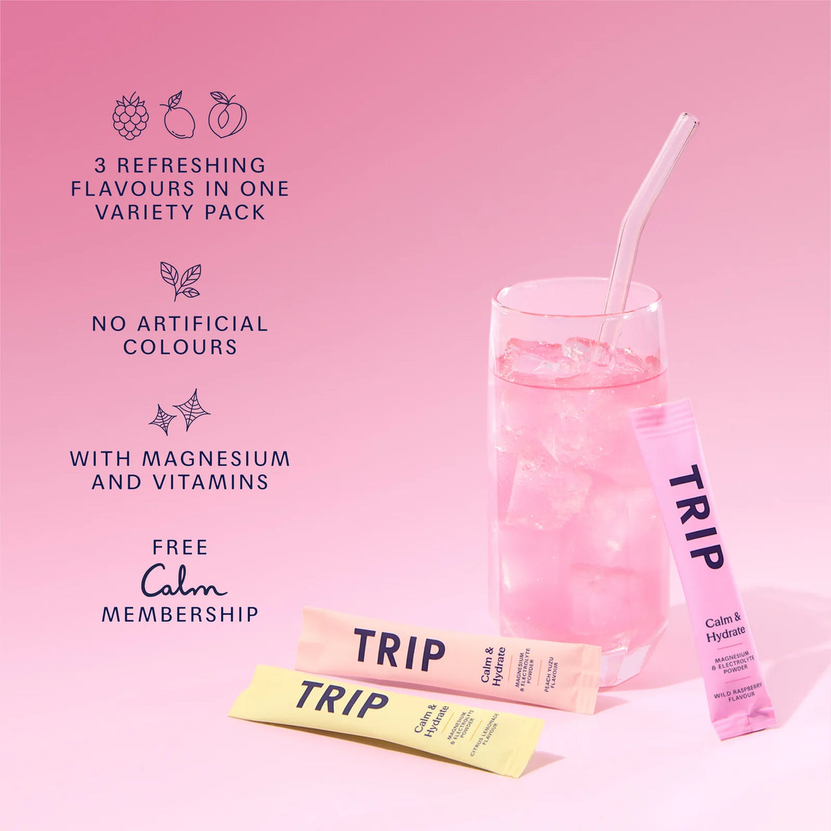 TRIP Calm & Hydrate Magnesium Electrolyte Powder 30 sachets ingredients and nutrition information