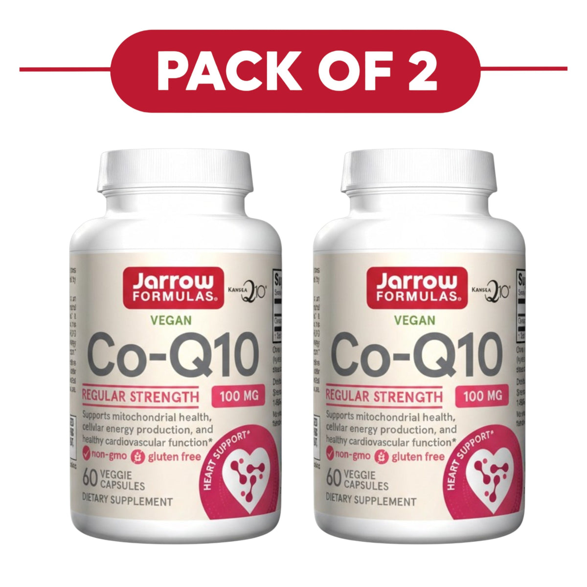 Jarrow Formulas Co-Q10 100mg 60 Veggie Capsules Pack of 2