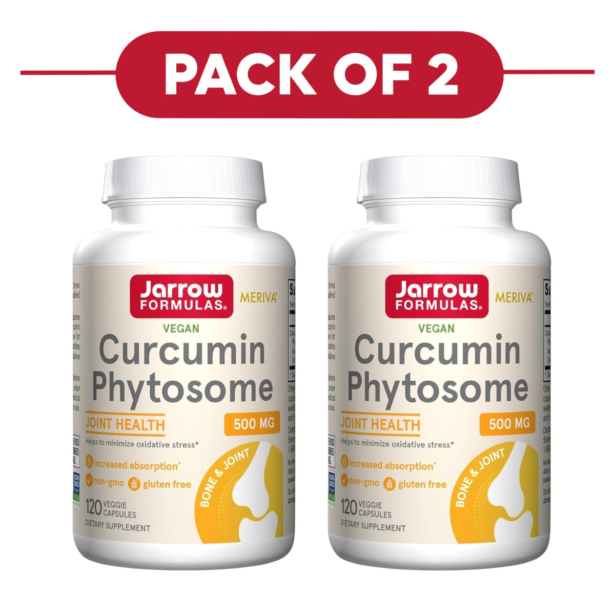 Jarrow Formulas Curcumin Phytosome 500mg 120 Veggie Capsules Pack of 2