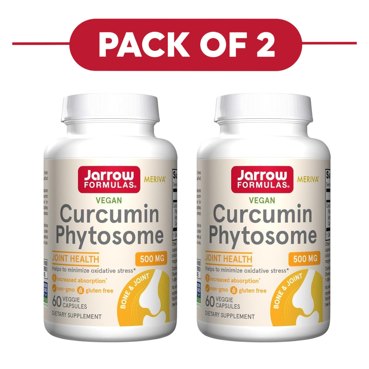 Jarrow Formulas Curcumin Phytosome 500mg 60 Veggie Capsules Pack of 2