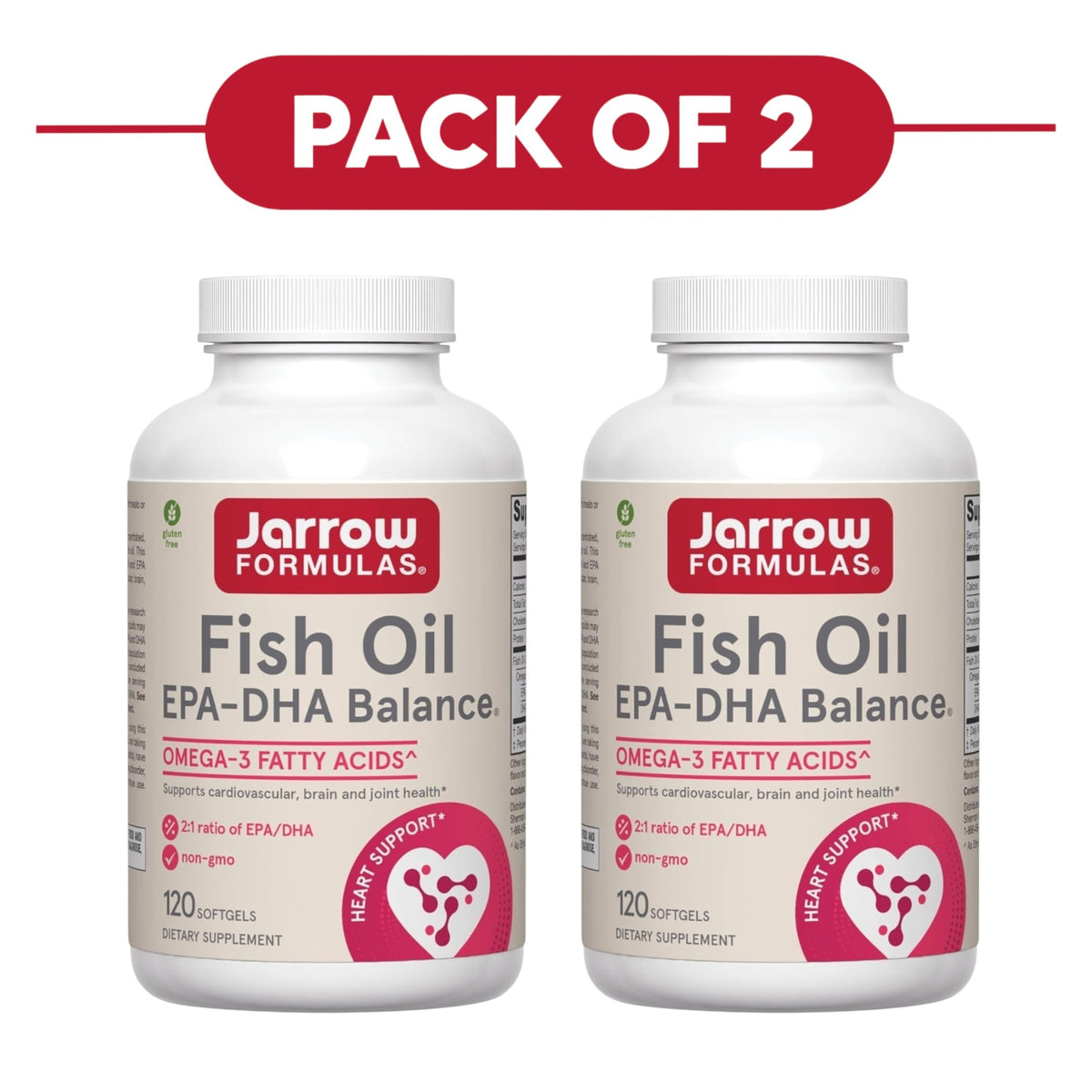 Jarrow Formulas Fish Oil EPA-DHA Balance 120 Softgels Pack of 2