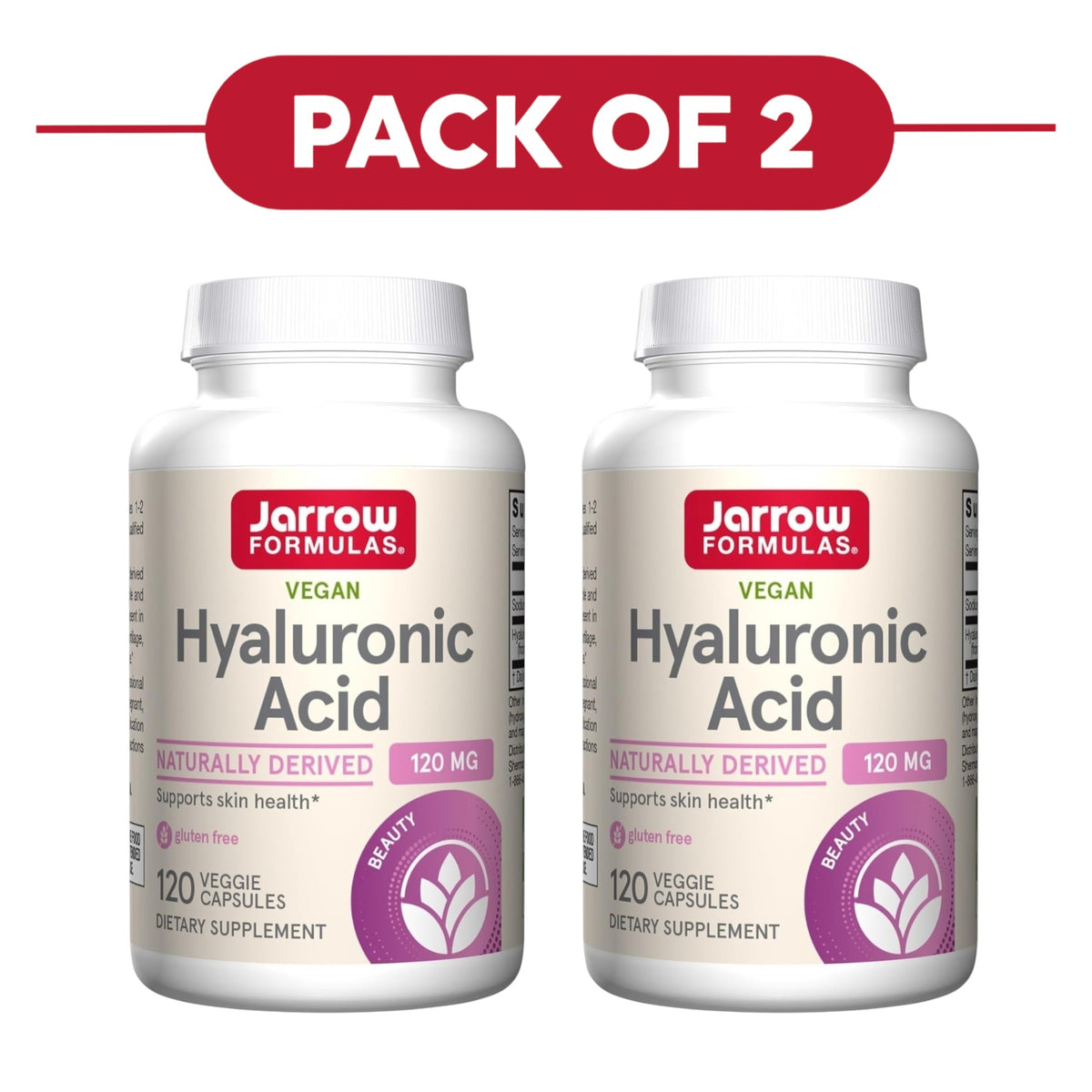 Jarrow Formulas Hyaluronic Acid 120mg 120 Veggie Capsules Pack of 2