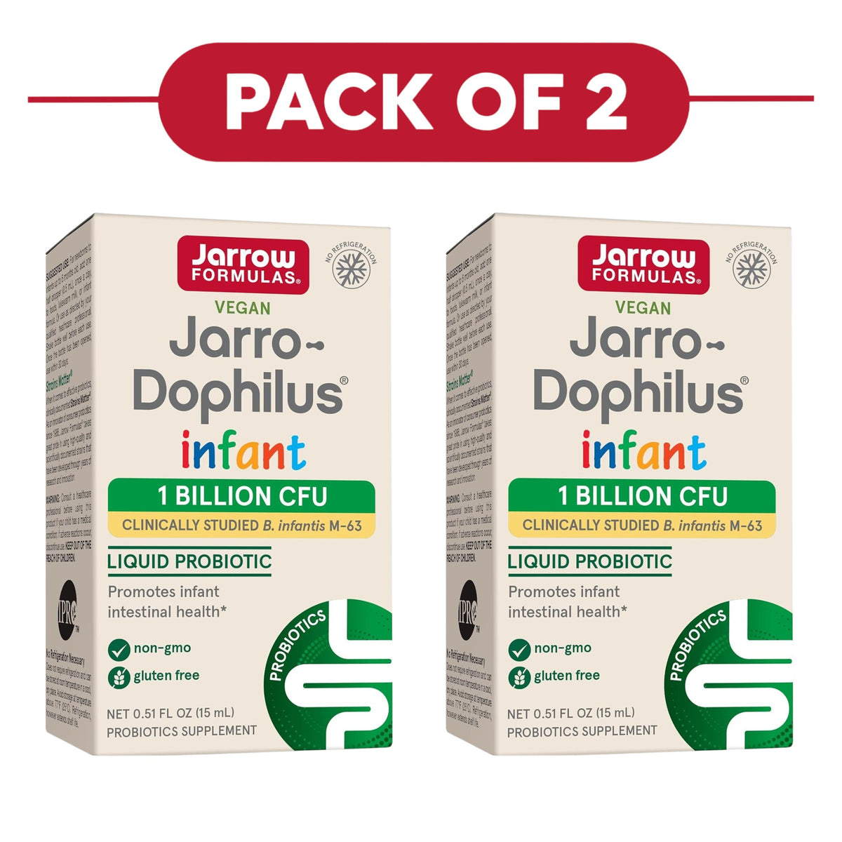Jarrow Formulas Jarro-Dophilus Infant 1 Billion CFU Probiotic 15ml Pack of 2