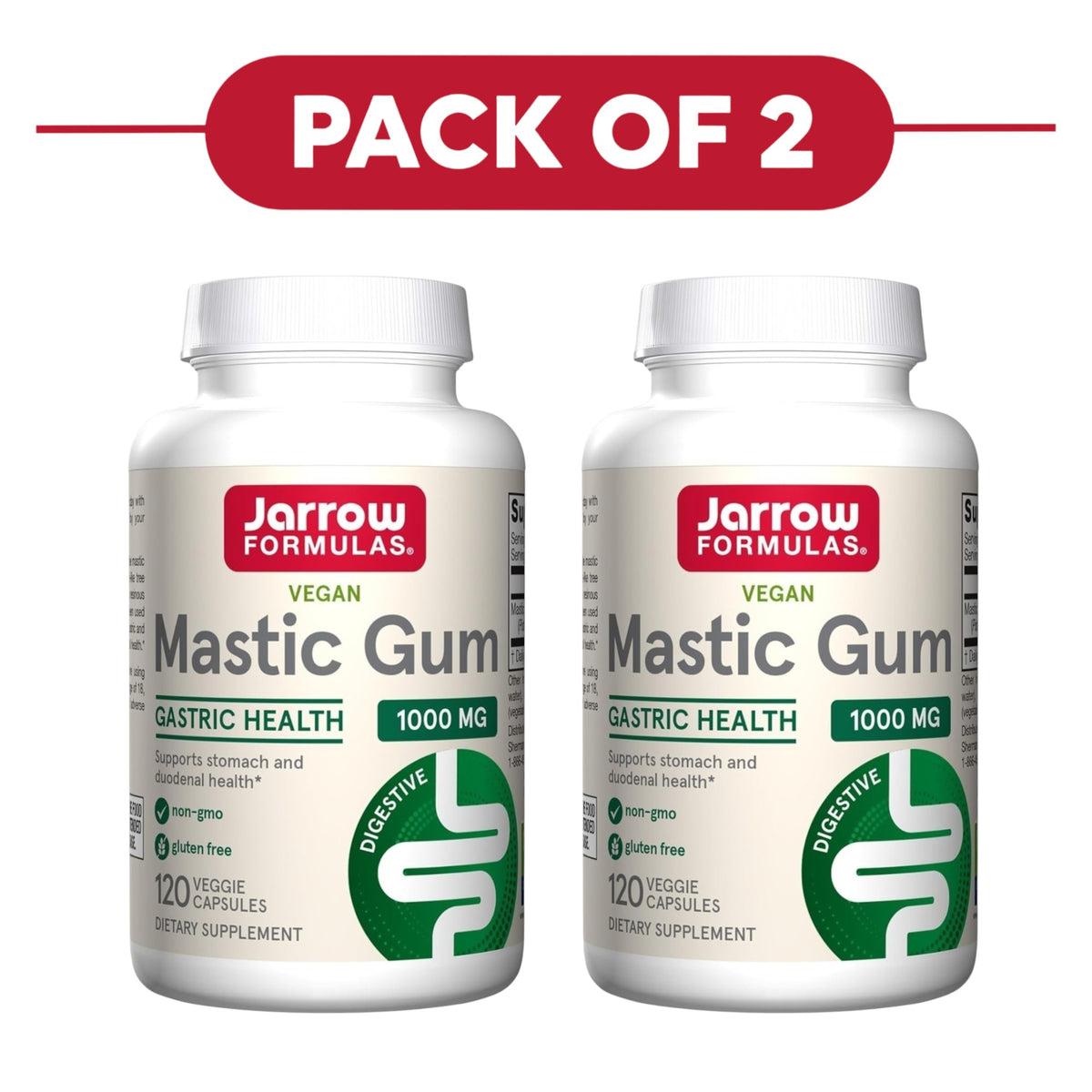 Jarrow Formulas Mastic Gum 1000mg 120 Veggie Capsules Pack of 2