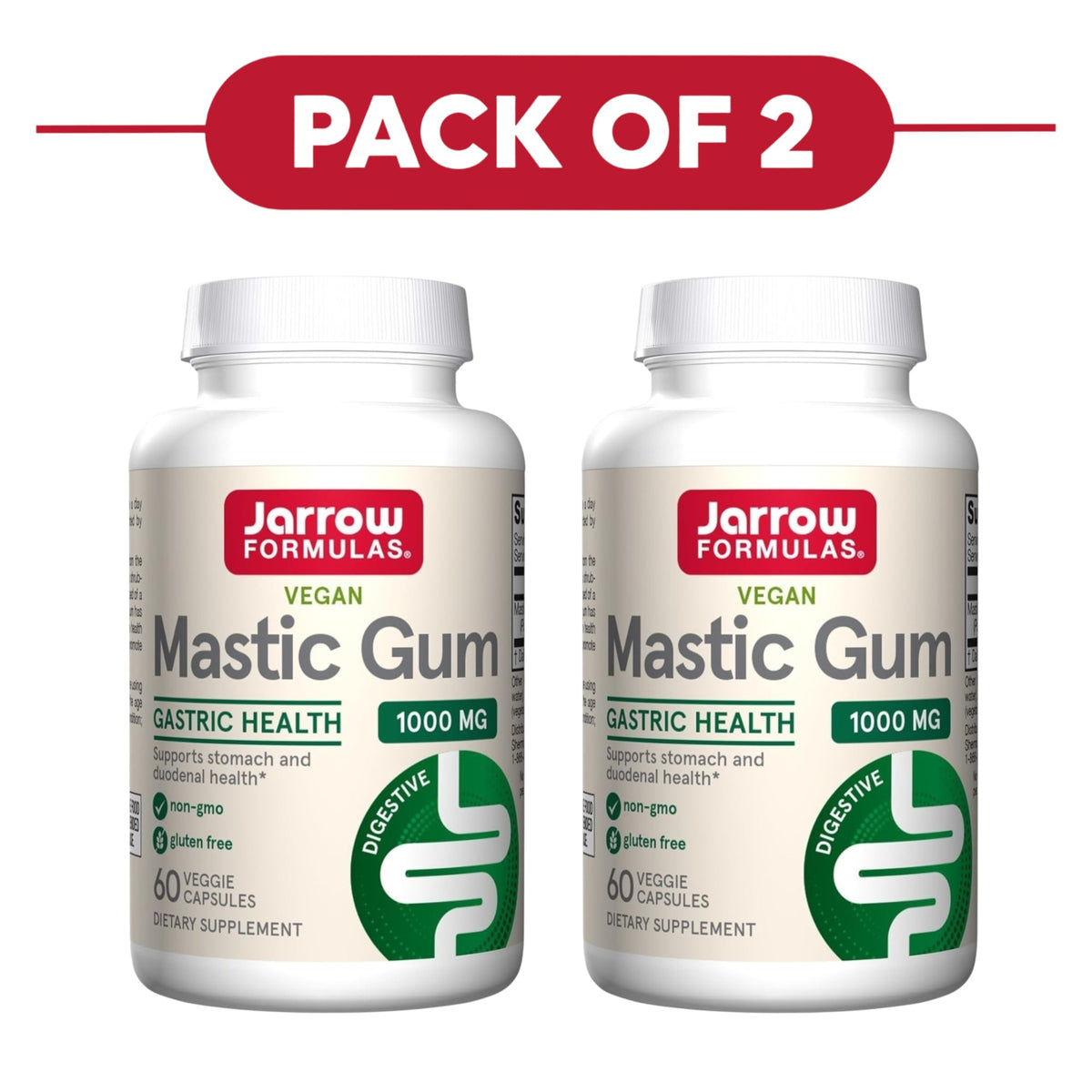 Jarrow Formulas Mastic Gum 1000mg 60 Veggie Capsules Pack of 2