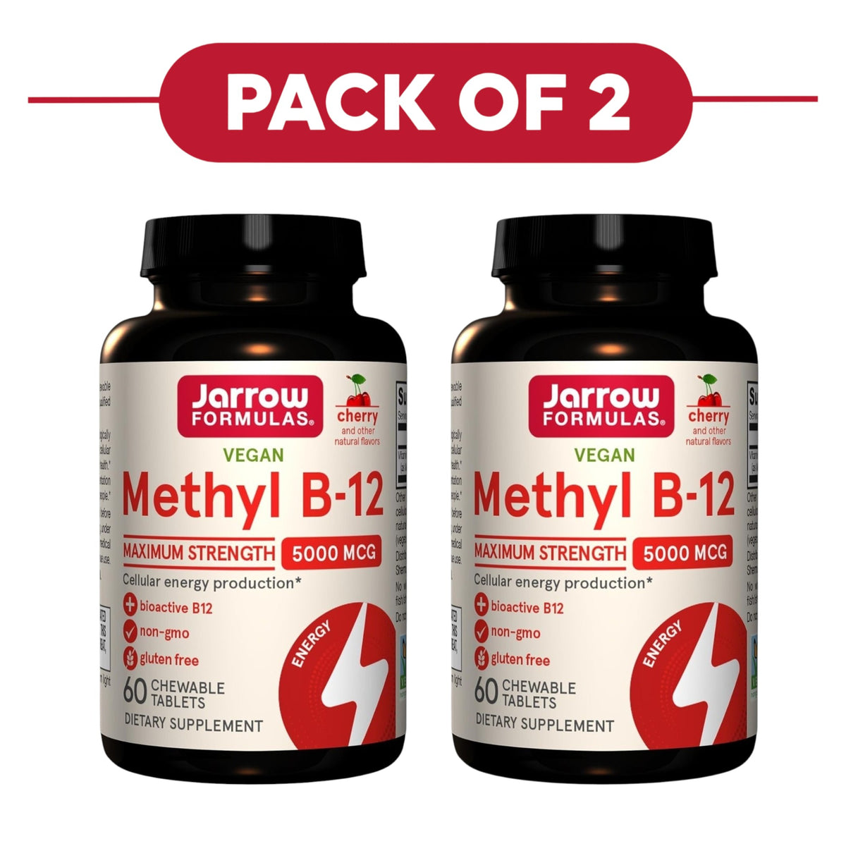 Jarrow Formulas Methyl B-12 5000mcg 60 Chewable Tablets Pack of 2