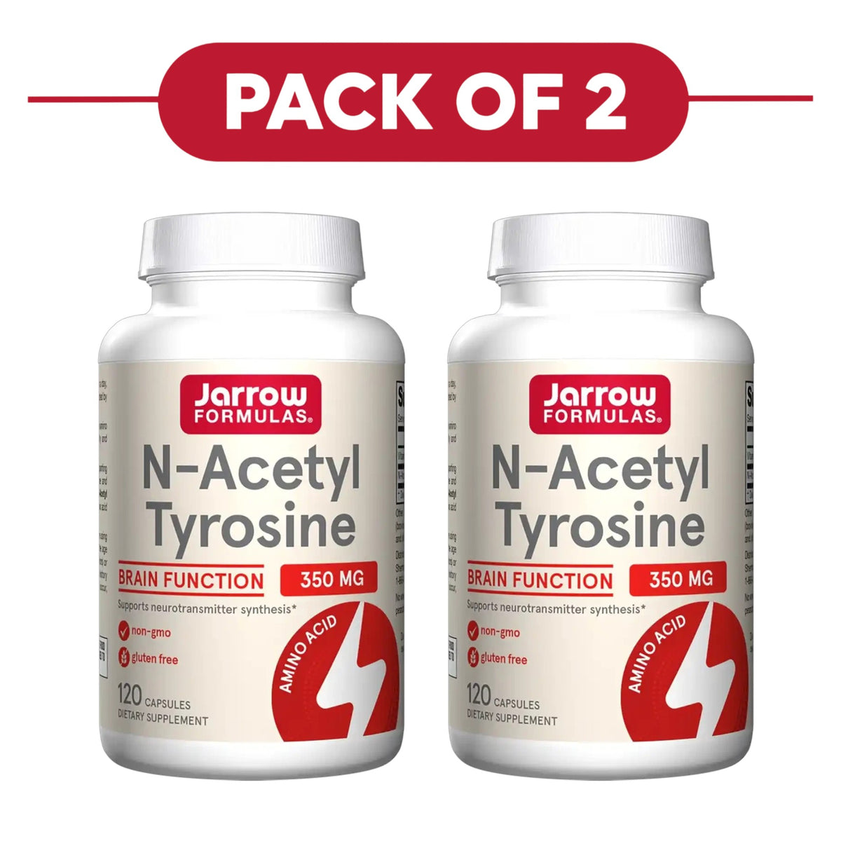 Jarrow Formulas N-Acetyl Tyrosine 350mg 120 Capsules Pack of 2