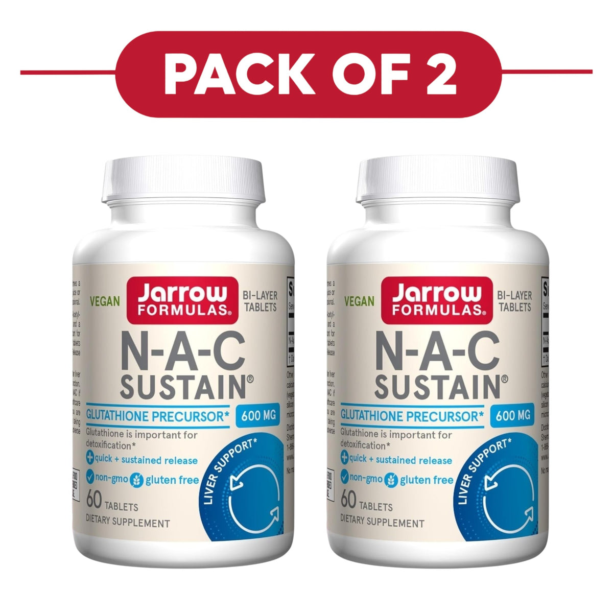 Jarrow Formulas NAC Sustain 600mg 60 Tablets Pack of 2