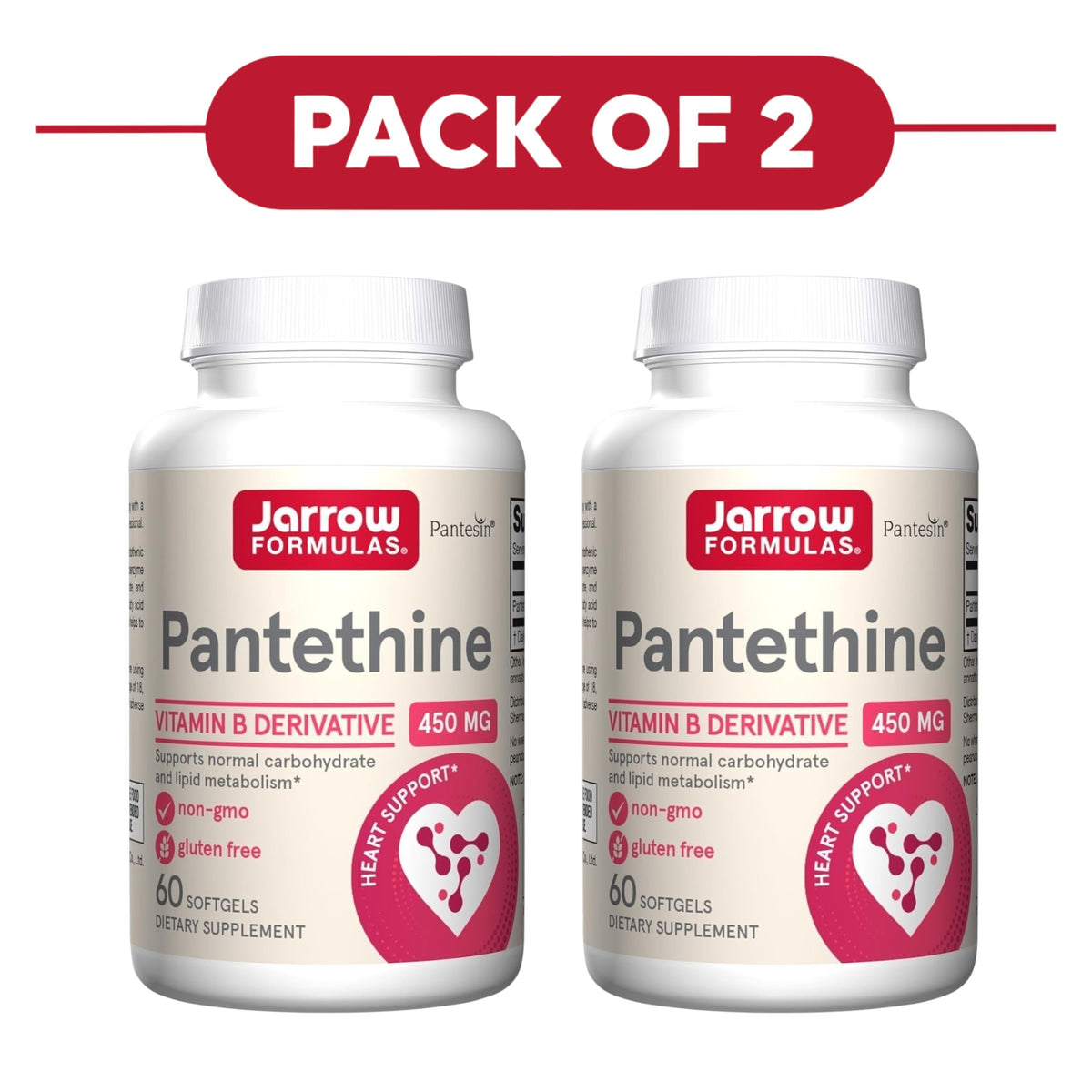 Jarrow Formulas Pantethine 450mg 60 Softgels Pack of 2
