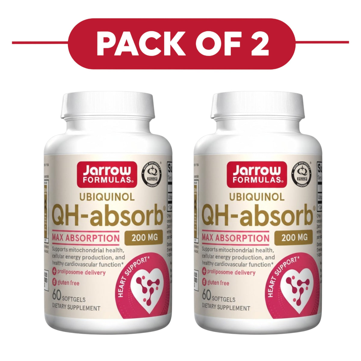 Jarrow Formulas QH-absorb Ubiquinol 200mg 60 Softgels Pack of 2