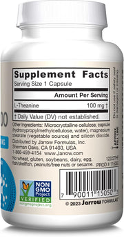 Barcode Image: Jarrow Formulas l theanine 100mg veggie capsules 60 count barcode packaging