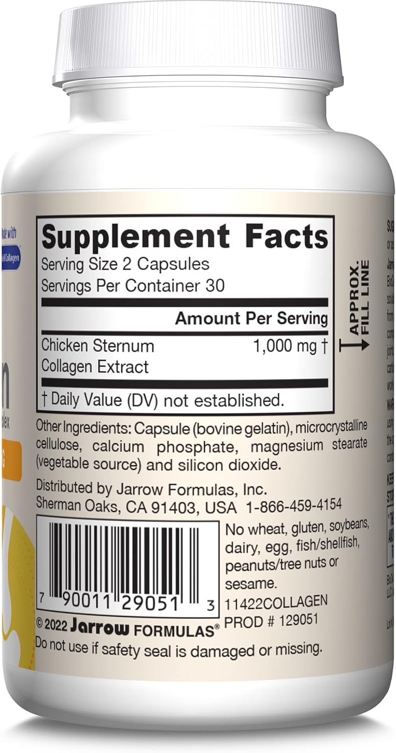 Barcode Image: Jarrow Formulas type II collagen complex 1000mg capsules 60 count barcode packaging
