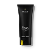 Lumin Charcoal Face Wash for Men, 100mL tube, on white background.