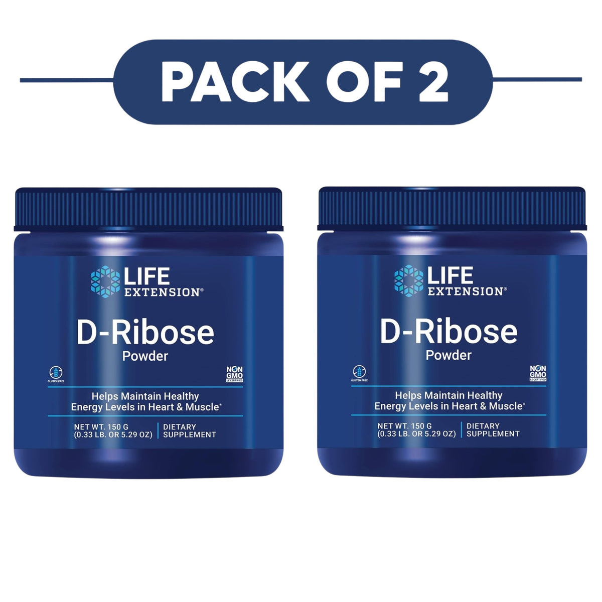 Life Extension D-Ribose Powder 150g Pack of 2